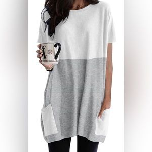 Dokotoo Womens Summer Casual Shirts Short Sleeve Tunic Top with Pockets